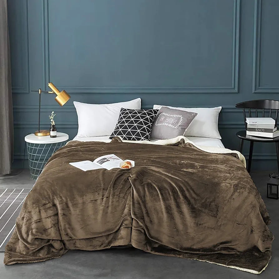 Cloth Fusion Fleece Sherpa Blanket for Winter Double Size 400GSM,Soft King Size Quilt Blanket for Comfort & Warmth